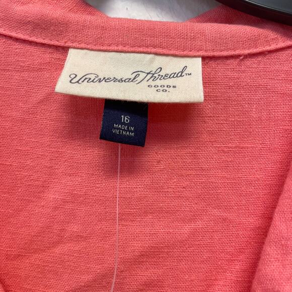 Universal Thread Coral Short Sleeve Button Front Romper Size 16 - Picture 5 of 6